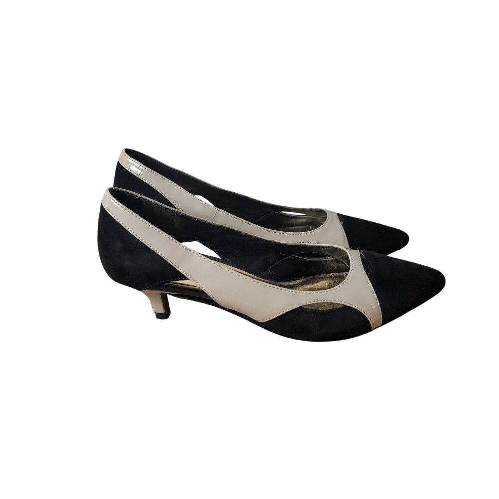 Black & Beige Kitten Heel Pumps By Via Neroli